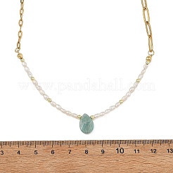 Natural Amazonite Teardrop Pendant Necklaces&nbsp;NJEW-JN06438