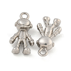 変色しない304ステンレススチールペンダント  ロボットチャーム  ステンレス鋼色  23.5x11.5x6mm  穴：2.5mm&nbsp;X-STAS-I307-541P