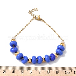 304ステンレススチールアズキチェーンブレスレット  女性用ランプワークビーズブレスレット  ロネル  イオンプレーティング（ip）  ゴールドカラー  7-1/8インチ（18.2cm）&nbsp;BJEW-Z123-01G