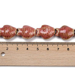 手作り陶器ビーズ連売り  魚  インディアンレッド  19~19.5x15x9mm  穴：1.6mm  約20個/連  14.76''（37.5センチメートル）&nbsp;PORC-P030-01A-06