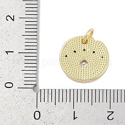 ラックメッキ真鍮チャーム  キュービックジルコニア付き  ナザールボンジュウのチャームが付いた丸い  長持ちメッキ  鉛フリー＆カドミウムフリー  丸カン付き  18KGP本金メッキ  13x13.5x2.5mm  穴：3mm&nbsp;KK-Q028-16G
