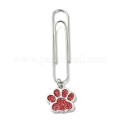 犬の足跡合金エナメルペンダントブックマーク  アイロンの長いペーパークリップ  ミックスカラー  66.5mm  10個/セット&nbsp;AJEW-JK00304
