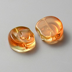 透明ガラスビーズ  スターとムーン  チョコレート  14x12x6mm  穴：1.2mm&nbsp;GLAA-TAC0020-05C