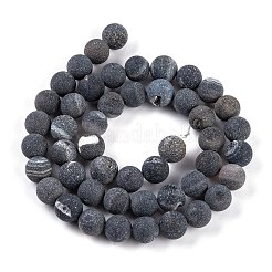 Natural Black Druzy Agate Beads Strands&nbsp;G-NH0024-A01-01