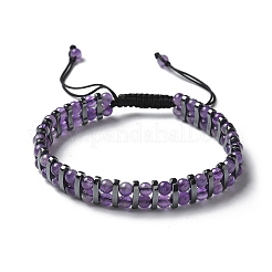 Natural Amethyst and Synthetic Hematite Adjustable Braided Bead Bracelets&nbsp;BJEW-H626-01-10