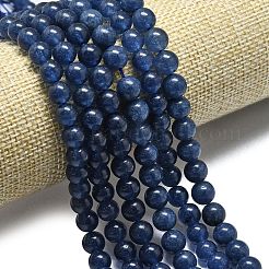 天然石マレーシアジェイドビーズ連売り  染め＆加熱  ラウンド  マリンブルー  8~8.5mm  穴：1.2mm  約48個/連  14.96インチ（38cm）&nbsp;G-L645-A01-8mm-06