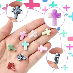 104個 8色アクリル天然石風ビーズ  クロス  ミックスカラー  15.5x12x4.5mm  穴：2mm  約13PCS /カラー&nbsp;OACR-FS0001-79
