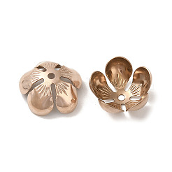 304ステンレススチールビーズキャップ  5  - 花びらの花  ローズゴールド  13.5x6mm  穴：1.2mm&nbsp;STAS-P363-04B-RG