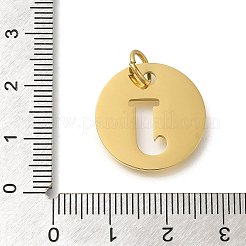 イオンプレーティング（IP）304ステンレスペンダント  丸カン付き  レーザー切断  レターチャーム付きフラットラウンド  18KGP本金メッキ  文字J  20x1mm  穴：4.5mm&nbsp;STAS-M074-01G-J