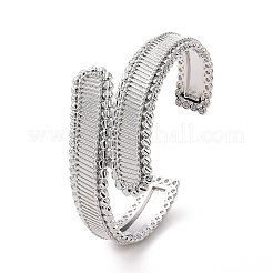 Brass Rectangle Open Cuff Bangle for Women&nbsp;BJEW-E072-01P
