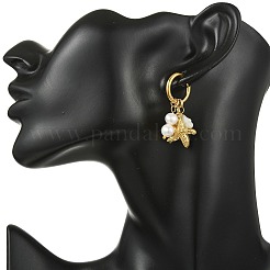 Natural White Shell and 304 Stainless Steel Dangle Earrings&nbsp;EJEW-JE07111