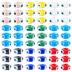 54Pcs 9 Colors Handmade Evil Eye Lampwork Beads&nbsp;LAMP-TA0001-57