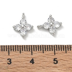 シェグレース 真鍮 キュービックジルコニア チャーム  花のチャーム  カドミウムフリーと鉛フリー＆ニッケルフリー  プラチナ  透明  11.5x9.5x3mm  穴：1.2mm&nbsp;X-XGRQ4H448-680P-A