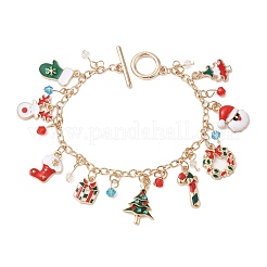 Christmas Alloy Enamel Charm Bracelets&nbsp;BJEW-H634-01B-KCG