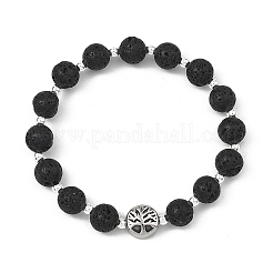Natural Lava Rock & 304 Stainless Steel & Non-magnetic Synthetic Beads Stretch Bracelets for Women Men&nbsp;BJEW-JB13819