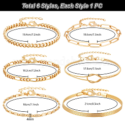 6Pcs 6 Styles Brass Chain Bracelets for Women&nbsp;BJEW-PH0004-50