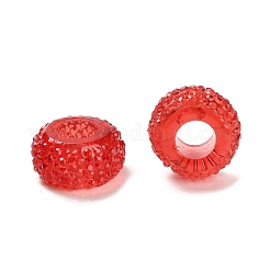 透明樹脂ヨーロッパビーズ  大穴ビーズ  テクスチャーロンデル  レッド  12x6.5mm  穴：5mm&nbsp;RESI-B020-03B