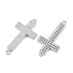 Brass Micro Pave Clear Cubic Zirconia Connector Charms&nbsp;CU-CBADC6C-07P