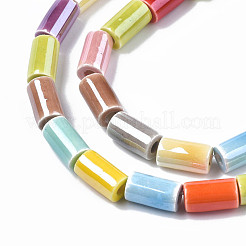 釉薬をかけた磁器ビーズ  光沢のあるセラミックビーズ  コラム  ミックスカラー  11x6~6.5mm  穴：2.5mm  約27個/連  11.81インチ（30cm）&nbsp;PORC-N007-11-01