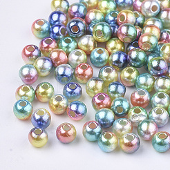 Rainbow ABS Plastic Imitation Pearl Beads&nbsp;X1-OACR-Q174-10mm-07