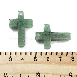 天然石グリーンアベンチュリンペンダント  クロスチャーム  30.5x20x6mm  穴：1.4mm&nbsp;G-H007-09G
