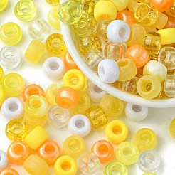 8 種類のプラスチックパールビーズ  バレル  きいろ  9x6mm  穴：3.5~3.8mm  8スタイル  1色/スタイル&nbsp;KY-FS0001-21B