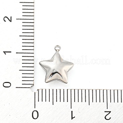 変色しない304ステンレススチールチャーム  星のチャーム  ステンレス鋼色  11x10x4mm  穴：1mm&nbsp;X-STAS-P333-08P