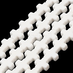 合成サンゴビーズ連売り  染め  クロス  ホワイト  7.5~8.5x8~9x3~3.5mm  穴：1mm  約40個/連  12.5インチ〜12.7インチ（31.8~32.3cm）&nbsp;LS-CORA-L044-A01
