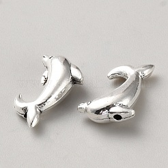 チベット風合金ビーズ  イルカ  アンティークシルバー  13.5x10.5x5mm  穴：1.4mm&nbsp;FIND-WH0432-71