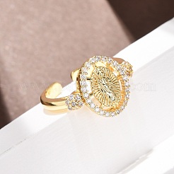 Religion Brass Micro Pave Cubic Zirconia Cuff Open Rings&nbsp;LS-RJEW-F204-06G