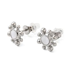 変色しない304ステンレススチールエンボススタッドピアス  ステンレス鋼色  11mm&nbsp;LS-EJEW-U001-06P-05