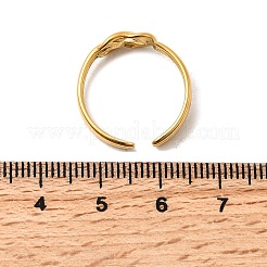 女性用304ステンレススチールノットカフリング  イオンプレーティング（ip）  18KGP本金メッキ  7mm  調整可能&nbsp;RJEW-Z110-03G