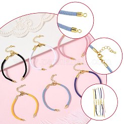 6個6色のナイロンコードブレスレット、コネクタチャームに最適  真鍮の金具と304ステンレススチールのロブスタークロウ留め金付き  長持ちメッキ  ミックスカラー  6-1/2~6-3/4インチ（16.5~17cm）  穴：1.8mm  1pc /カラー&nbsp;AJEW-FS0001-38