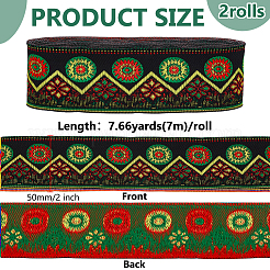 Flat Round with Flower Pattern Polyester Embroidery Ribbons&nbsp;OCOR-WH0078-463B