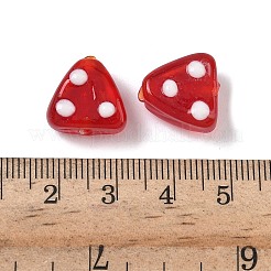手作りランプワークビーズ  でこぼこした三角形  暗赤色  12.5~14.5x14~14.5x7~8.5mm  穴：1.6~1.8mm&nbsp;LAMP-H070-02D