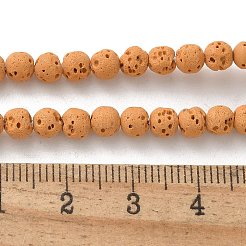 合成溶岩石染色ビーズ連売り  ラウンド  サンゴ  4mm  穴：1mm  約91個/連  14.96''（38センチメートル）&nbsp;G-H311-08D-09