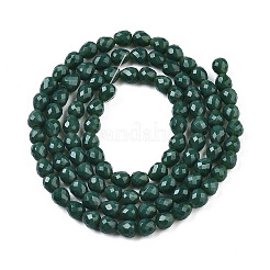 オペークソリッドカラーガラスビーズ連売り  多面カット  ティアドロップ  濃い緑  4.5~5x4x4mm  穴：1mm  約97~101個/連  16.54~18.5インチ（42~47cm）&nbsp;GLAA-N045-002-A11