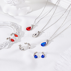 Alloy Rhinestone Pendant Necklace & Stud Earring Sets&nbsp;SJEW-LP0001-46C