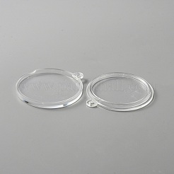 透明アクリルの大きなペンダント  コイン収集用  フラットラウンド  透明  52.5x47x6.5mm  穴：2mm&nbsp;FIND-WH0120-62