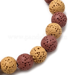 7Pcs 7 Colors Dyed Natural Lava Rock Round Beads Stretch Bracelets for Men Women&nbsp;BJEW-JB12334