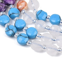 Dyed Natural White Jade & Red Netstone & Quartz Crystal & K2 Stone & Synthetic Turquoise Beads Strands&nbsp;G-Z135-B03