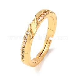 Adjustable Brass Micro Pave Cubic Zirconia Cuff Open Rings for Women&nbsp;RJEW-F217-02G
