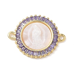 Natural Shell Carved Religion Virgin Connector Charms&nbsp;KK-L268-013G-A