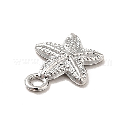 変色しない304ステンレススチールペンダント  ヒトデのチャーム  ステンレス鋼色  15.5x13x2.5mm  穴：2mm&nbsp;STAS-I197-015P