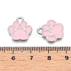 合金エナメルチャーム  プラチナ  鉛フリー＆カドミウムフリー  足跡チャーム  ピンク  15.5x14x1mm  穴：2mm&nbsp;ENAM-T020-41B-RS