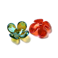 アクリルビーズキャップ  ABカラーメッキ  4  - 花びらの花  ミックスカラー  12x12x5mm  穴：1.5mm&nbsp;OACR-C021-02