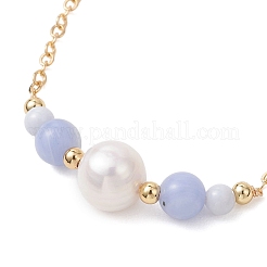 Natural Blue Lace Agate Beads Link Bracelets&nbsp;BJEW-JB13087-03