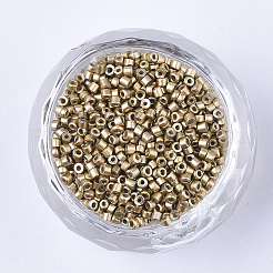 ガラスシリンダービーズ  シードビーズ  メタリックカラー  丸い穴  淡いチソウ  1.5~2x1~2mm  穴：0.8mm  約8000個/袋  約85~95 G /袋&nbsp;SEED-Q036-01A-C12