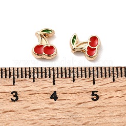真鍮製エナメルビーズ  チェリー  18KGP本金メッキ  8x6.5x3mm  穴：1.4mm&nbsp;KK-A277-23G