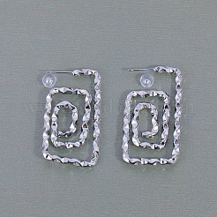 Spiral Rectangle Brass Stud Earrings&nbsp;CX5883